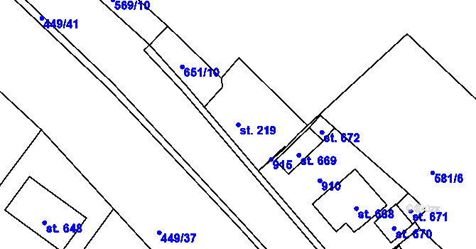 Parcela st. 219 v KÚ Čachovice, Katastrální mapa
