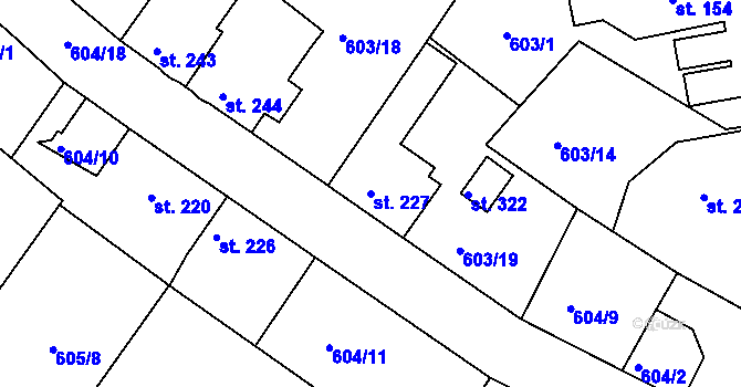 Parcela st. 227 v KÚ Čachovice, Katastrální mapa
