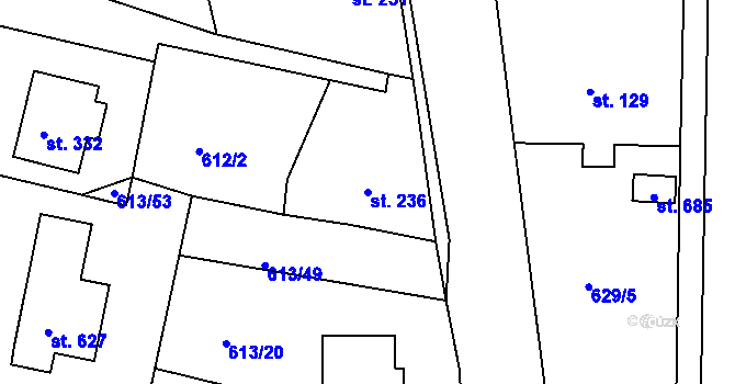 Parcela st. 236 v KÚ Čachovice, Katastrální mapa