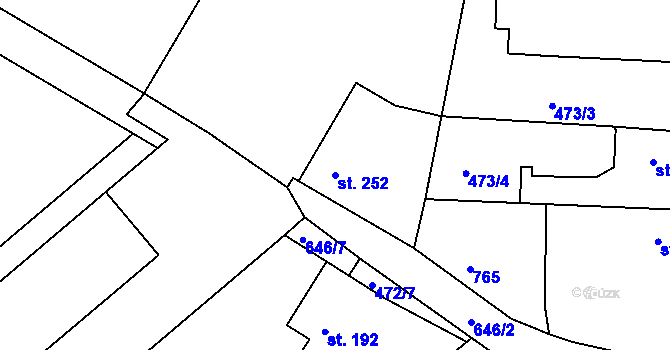 Parcela st. 252 v KÚ Čachovice, Katastrální mapa