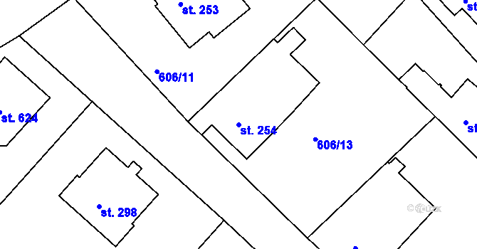 Parcela st. 254 v KÚ Čachovice, Katastrální mapa