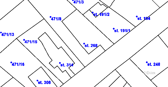Parcela st. 268 v KÚ Čachovice, Katastrální mapa