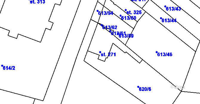 Parcela st. 271 v KÚ Čachovice, Katastrální mapa