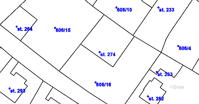 Parcela st. 274 v KÚ Čachovice, Katastrální mapa