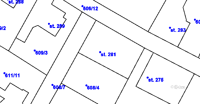 Parcela st. 281 v KÚ Čachovice, Katastrální mapa