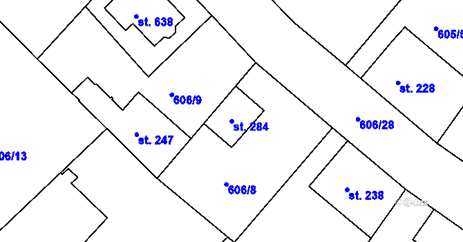 Parcela st. 284 v KÚ Čachovice, Katastrální mapa