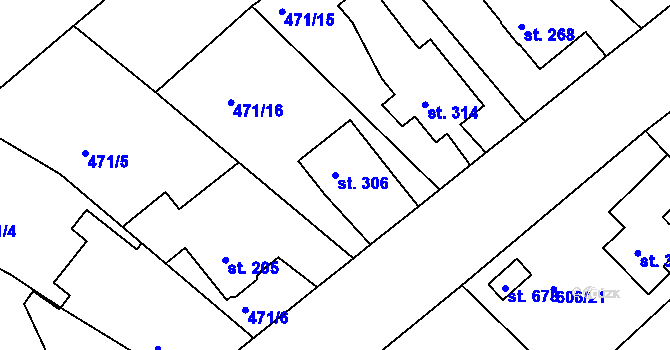 Parcela st. 306 v KÚ Čachovice, Katastrální mapa