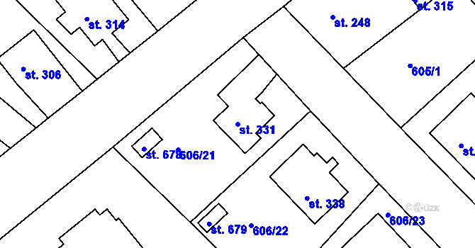 Parcela st. 331 v KÚ Čachovice, Katastrální mapa