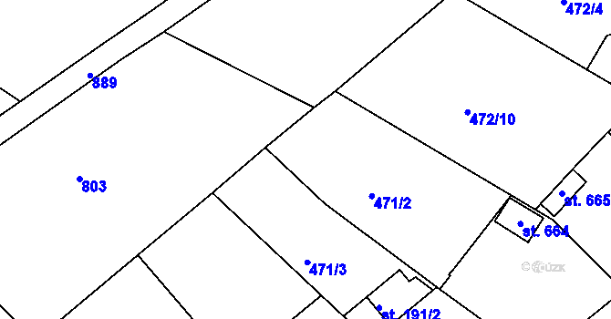 Parcela st. 471/10 v KÚ Čachovice, Katastrální mapa
