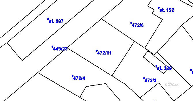 Parcela st. 472/11 v KÚ Čachovice, Katastrální mapa