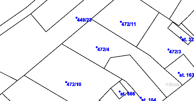 Parcela st. 472/13 v KÚ Čachovice, Katastrální mapa