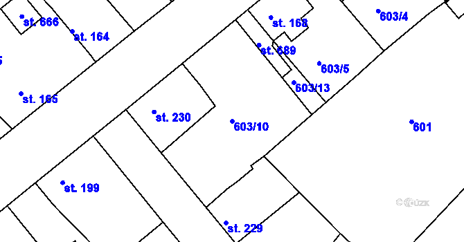 Parcela st. 603/10 v KÚ Čachovice, Katastrální mapa
