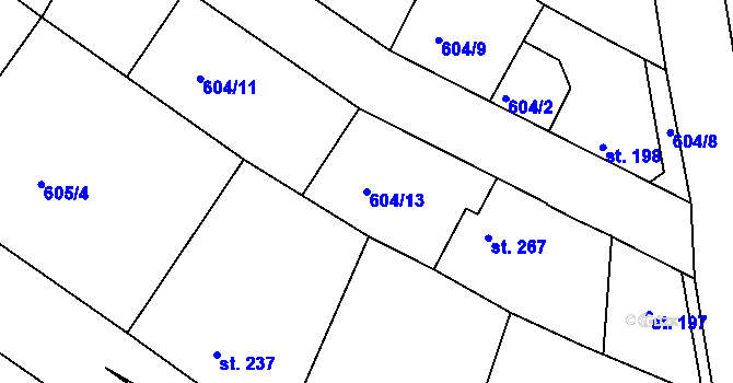 Parcela st. 604/13 v KÚ Čachovice, Katastrální mapa