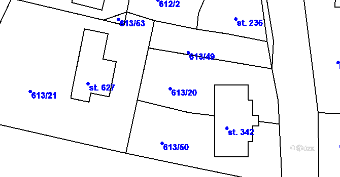 Parcela st. 613/20 v KÚ Čachovice, Katastrální mapa