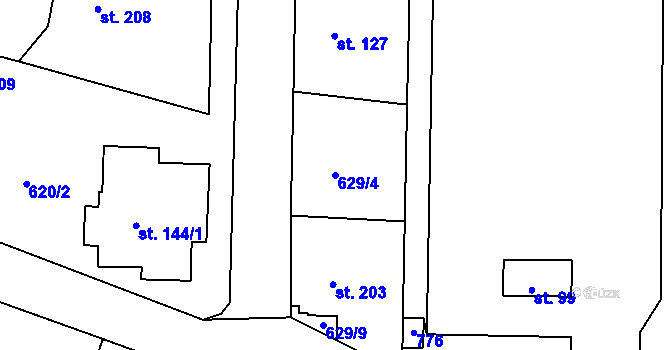 Parcela st. 629/4 v KÚ Čachovice, Katastrální mapa
