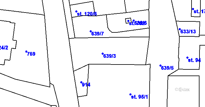 Parcela st. 639/3 v KÚ Čachovice, Katastrální mapa