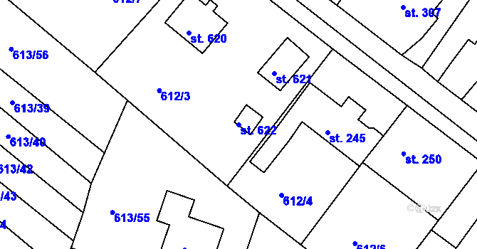 Parcela st. 622 v KÚ Čachovice, Katastrální mapa