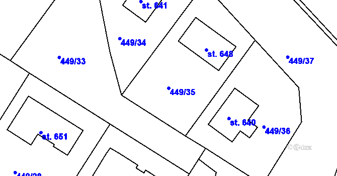 Parcela st. 449/35 v KÚ Čachovice, Katastrální mapa