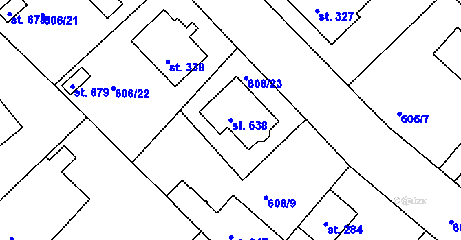 Parcela st. 638 v KÚ Čachovice, Katastrální mapa