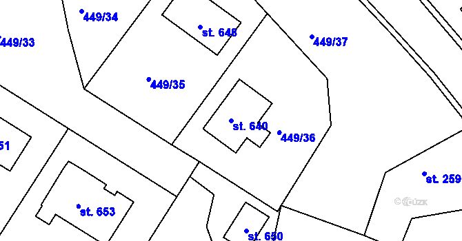 Parcela st. 640 v KÚ Čachovice, Katastrální mapa