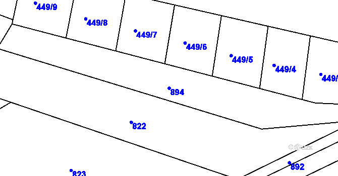 Parcela st. 894 v KÚ Čachovice, Katastrální mapa