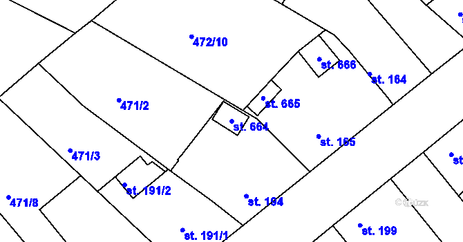Parcela st. 664 v KÚ Čachovice, Katastrální mapa