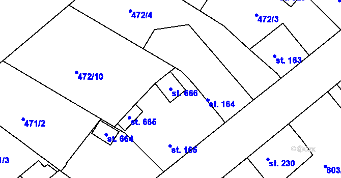 Parcela st. 666 v KÚ Čachovice, Katastrální mapa