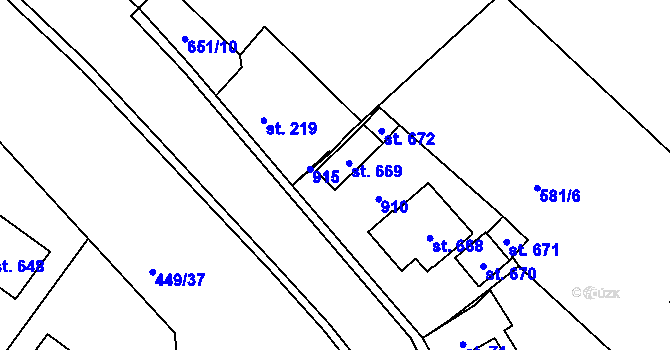 Parcela st. 70/2 v KÚ Čachovice, Katastrální mapa