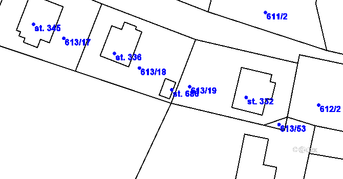 Parcela st. 686 v KÚ Čachovice, Katastrální mapa