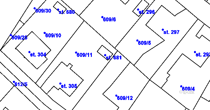 Parcela st. 681 v KÚ Čachovice, Katastrální mapa