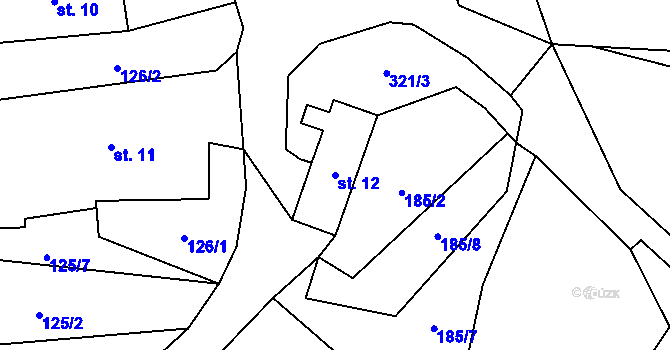Parcela st. 12 v KÚ Bradné, Katastrální mapa