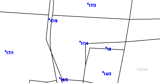 Parcela st. 17/4 v KÚ Bradné, Katastrální mapa