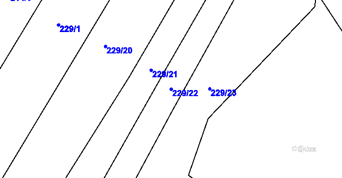 Parcela st. 229/22 v KÚ Bradné, Katastrální mapa