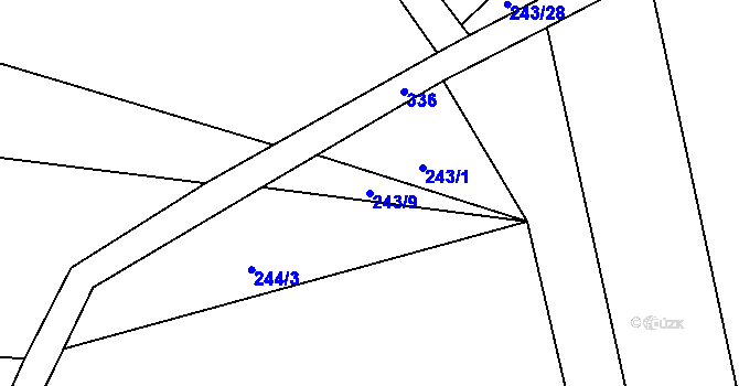 Parcela st. 243/9 v KÚ Bradné, Katastrální mapa