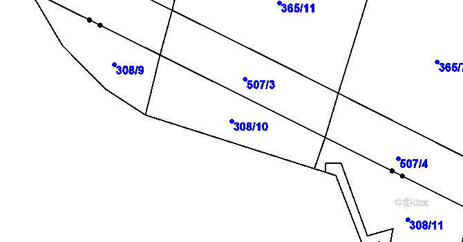 Parcela st. 308/10 v KÚ Bradné, Katastrální mapa