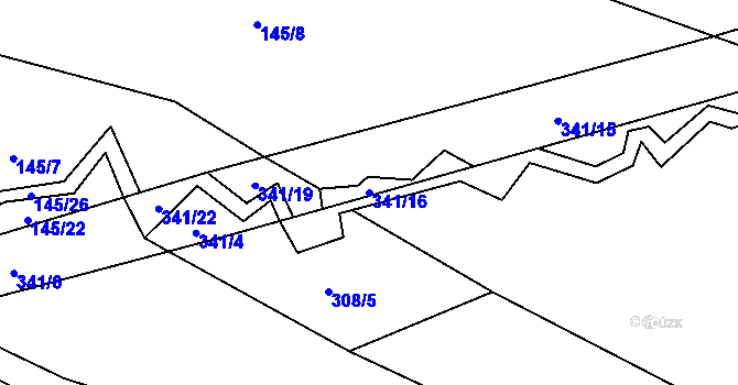 Parcela st. 341/16 v KÚ Bradné, Katastrální mapa