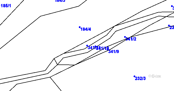 Parcela st. 341/21 v KÚ Bradné, Katastrální mapa