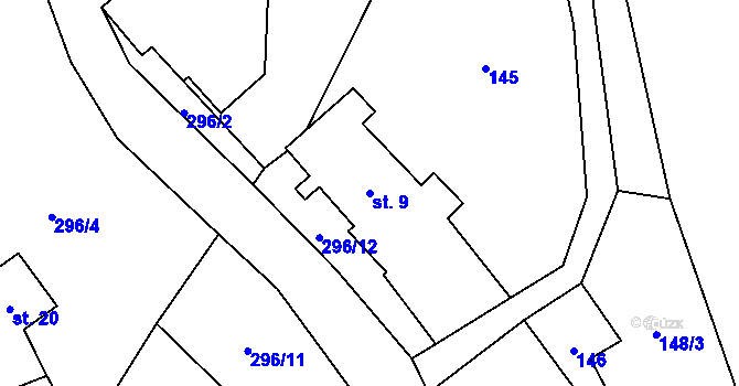 Parcela st. 9 v KÚ Březí u Čachrova, Katastrální mapa