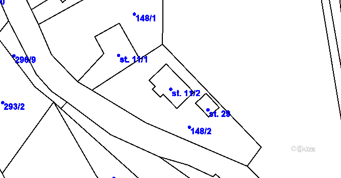 Parcela st. 11/2 v KÚ Březí u Čachrova, Katastrální mapa