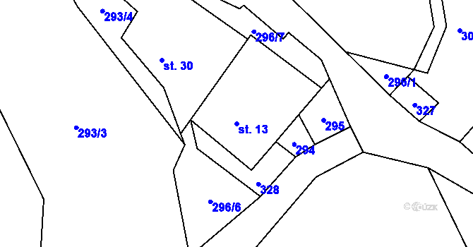 Parcela st. 13 v KÚ Březí u Čachrova, Katastrální mapa
