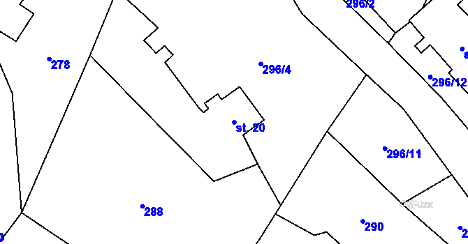Parcela st. 20 v KÚ Březí u Čachrova, Katastrální mapa