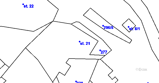 Parcela st. 21 v KÚ Březí u Čachrova, Katastrální mapa