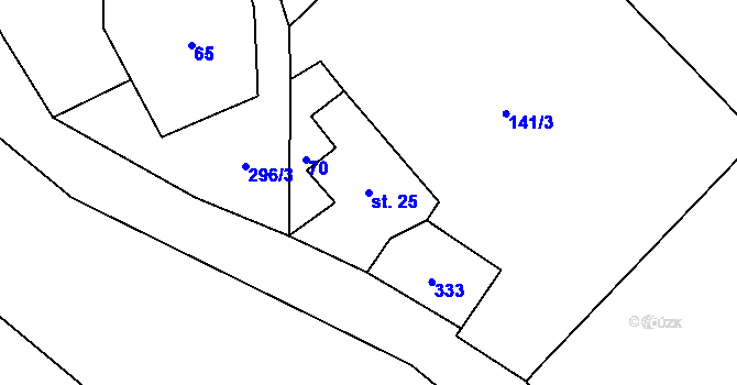Parcela st. 25 v KÚ Březí u Čachrova, Katastrální mapa