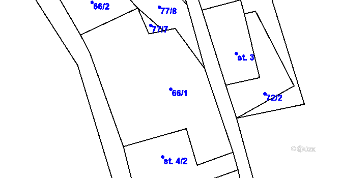 Parcela st. 66/1 v KÚ Březí u Čachrova, Katastrální mapa
