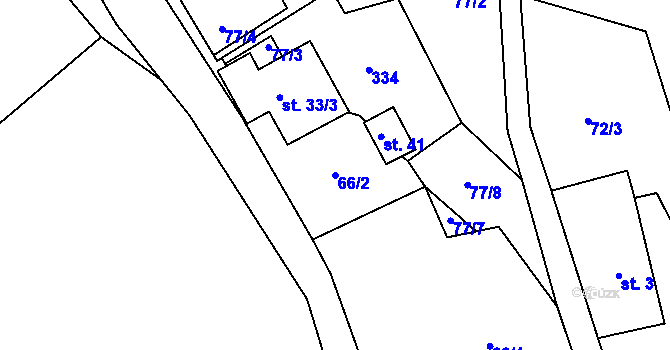 Parcela st. 66/2 v KÚ Březí u Čachrova, Katastrální mapa