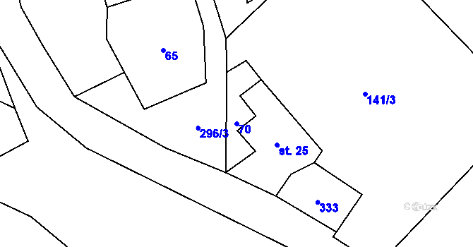 Parcela st. 70 v KÚ Březí u Čachrova, Katastrální mapa