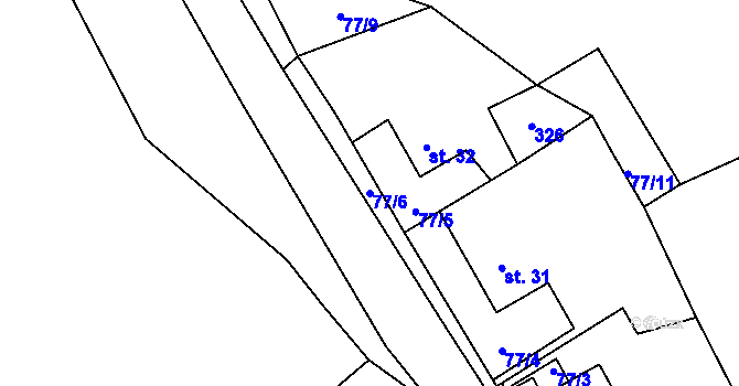 Parcela st. 77/6 v KÚ Březí u Čachrova, Katastrální mapa