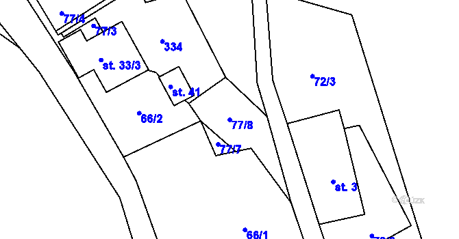 Parcela st. 77/8 v KÚ Březí u Čachrova, Katastrální mapa