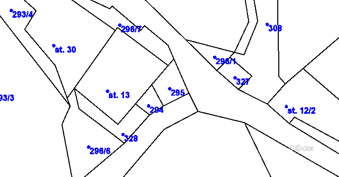 Parcela st. 295 v KÚ Březí u Čachrova, Katastrální mapa