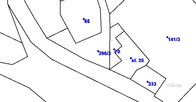 Parcela st. 296/3 v KÚ Březí u Čachrova, Katastrální mapa